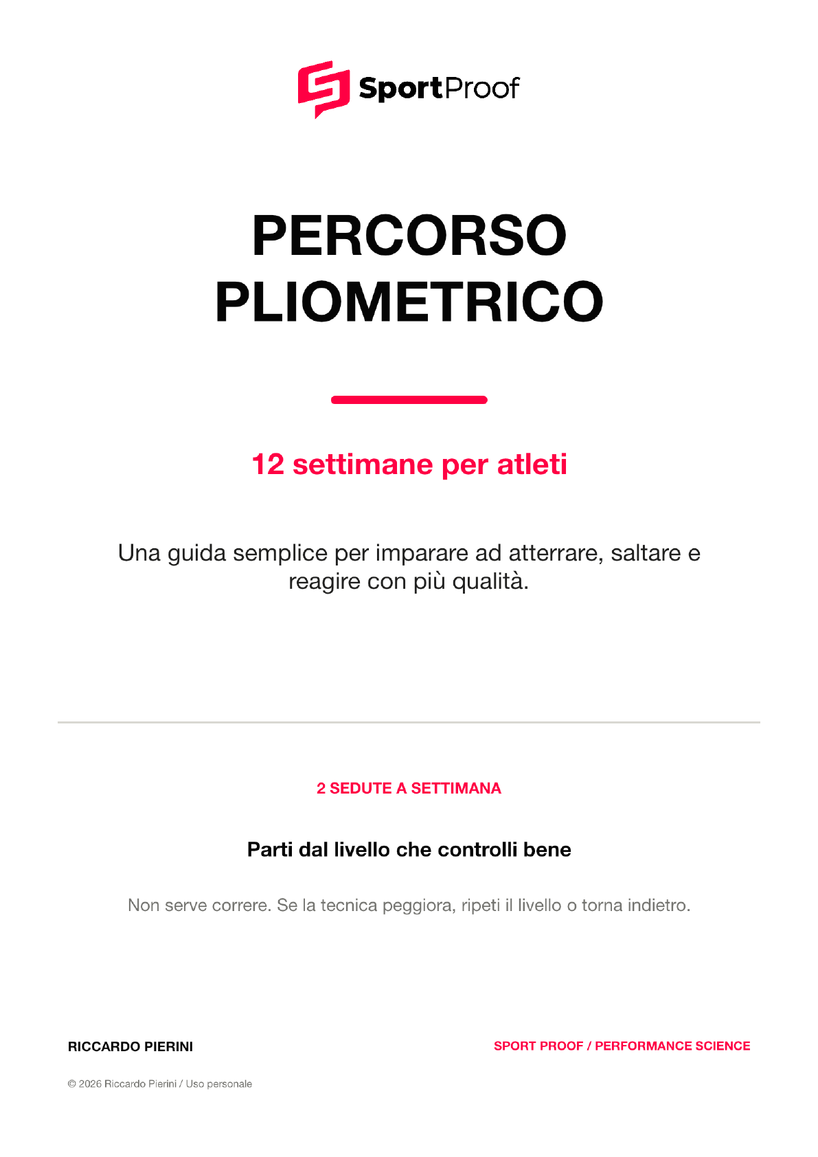 Prima pagina del Percorso pliometrico in italiano